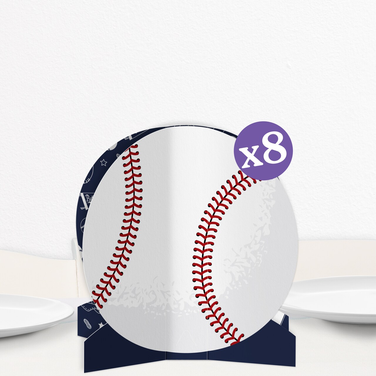 Big Dot of Happiness 3D Baseball Centerpiece Table Decorations, Freestanding Baseball Baby Shower or Birthday Party Centerpieces - 8 Count